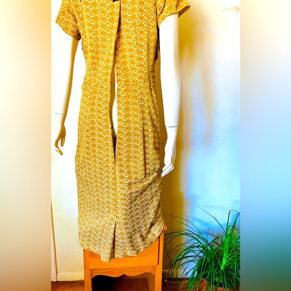 Marilyn Monroe! Gold Floral Metallic Sparkle 60s Dress Old Hollywood Glam Ruched - Picture 4 of 12